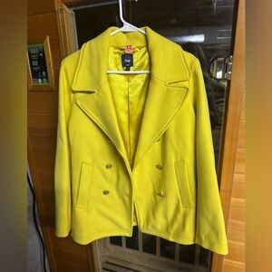 Lime Green Polyester Wool Blend Fabric